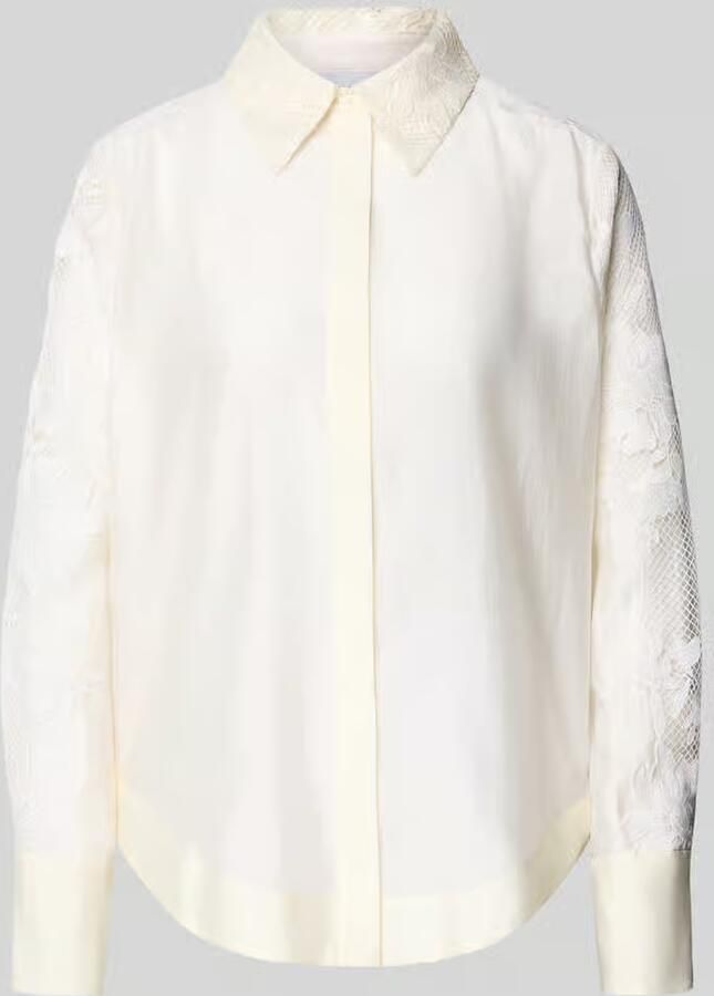 Copenhagen Muse Relaxed fit blouse met kant en blinde knoopsluiting