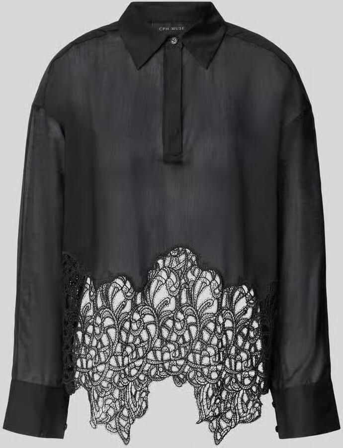 Cph Muse blouse met lange mouwen van lyocellmix met zoom met kant model 'DOLLY' - Foto 5