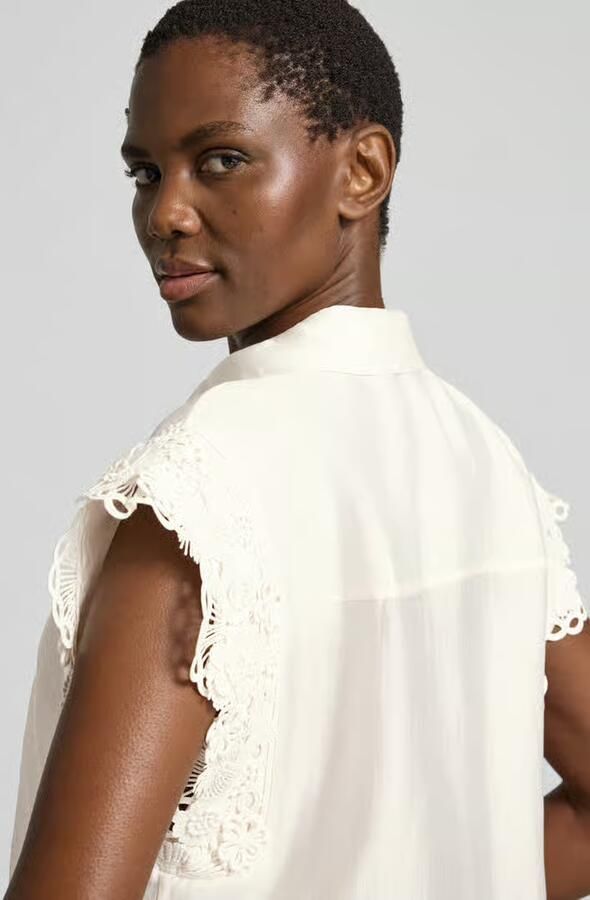 Cph Muse Blousetop van lyocellmix met kant model 'MOLLY'