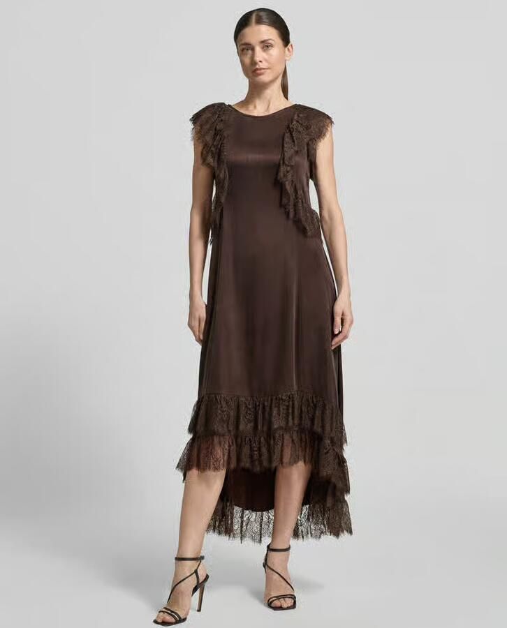 Cph Muse midi-jurk in asymmetrische look in colmodel met kant - Foto 2
