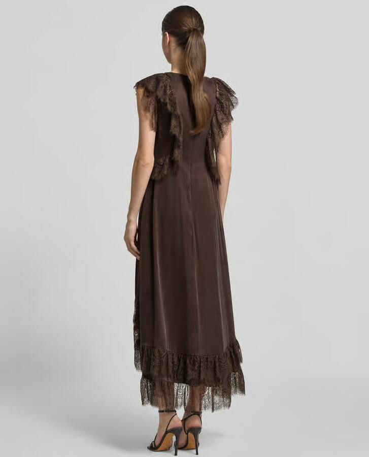 Cph Muse midi-jurk in asymmetrische look in colmodel met kant