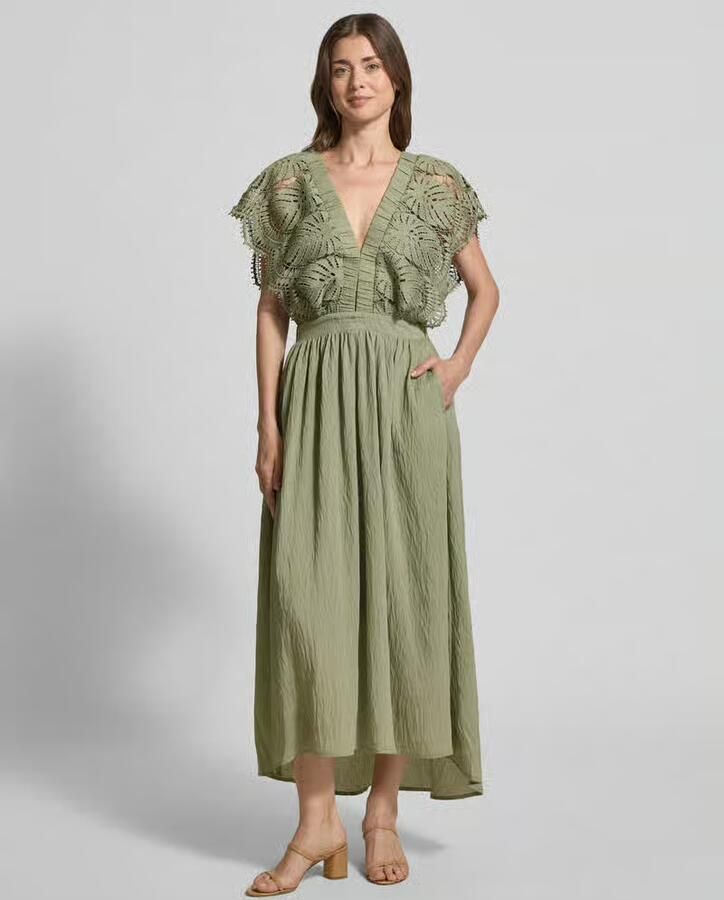 Cph Muse midi-jurk met opengewerkte borduursels model 'Cole' - Foto 3