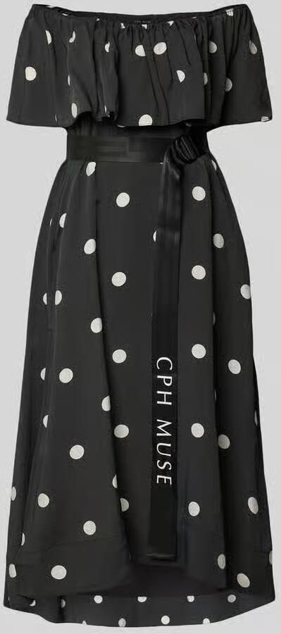 Cph Muse midi-jurk met riem en carmenhals model 'FIE' - Foto 2