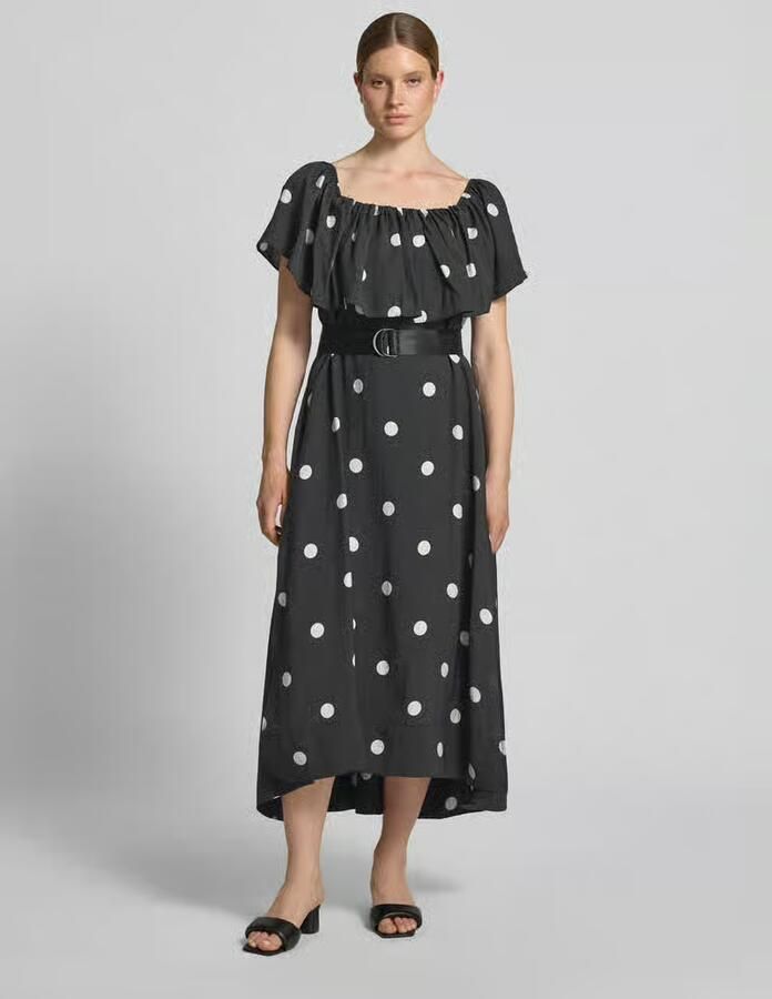 Cph Muse midi-jurk met riem en carmenhals model 'FIE' - Foto 3