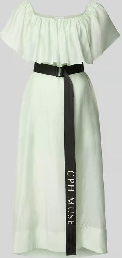 Cph Muse midi-jurk met riem en vierkante hals model 'MOLLY' - Foto 2
