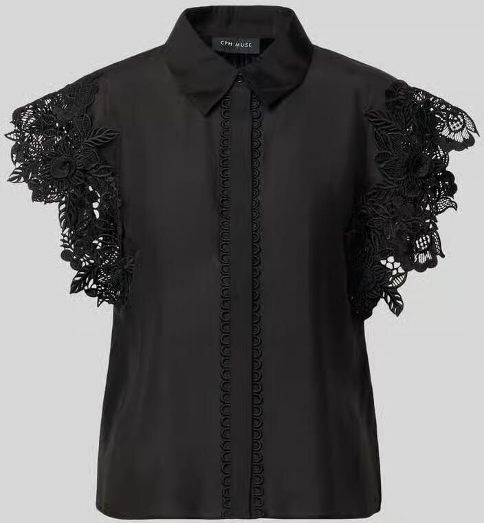 Cph Muse regular fit blouse met kanten inzet model 'MOLLY' - Foto 2