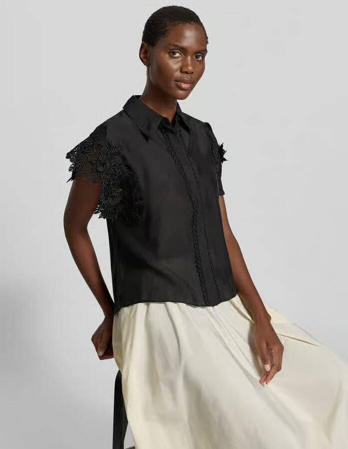 Cph Muse regular fit blouse met kanten inzet model 'MOLLY'