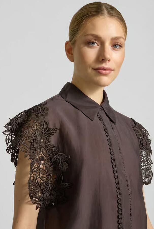 Cph Muse regular fit blouse met kanten inzet model 'MOLLY'
