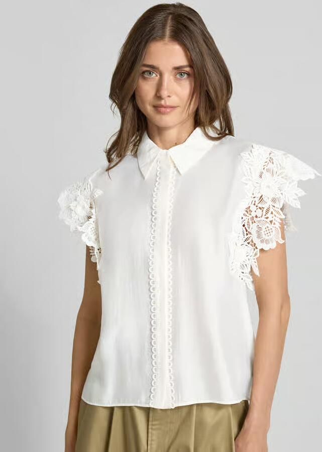 Cph Muse regular fit blouse met kanten inzet model 'MOLLY'
