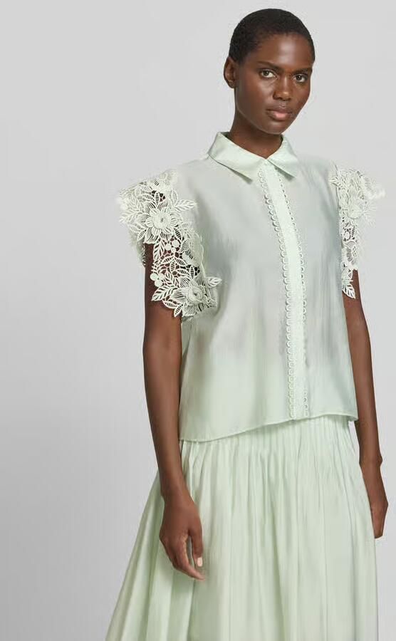 Cph Muse regular fit blouse met kanten inzet model 'MOLLY' - Foto 3