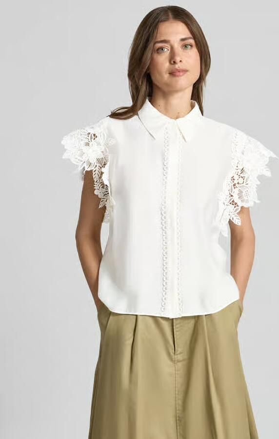 Cph Muse regular fit blouse met kanten inzet model 'MOLLY' - Foto 2