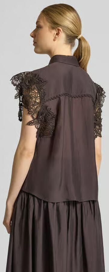Cph Muse regular fit blouse met kanten inzet model 'MOLLY' - Foto 3