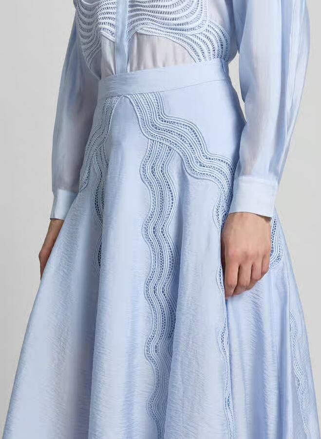 Cph Muse regular fit midirok met gaatjesmotief model 'Cole'