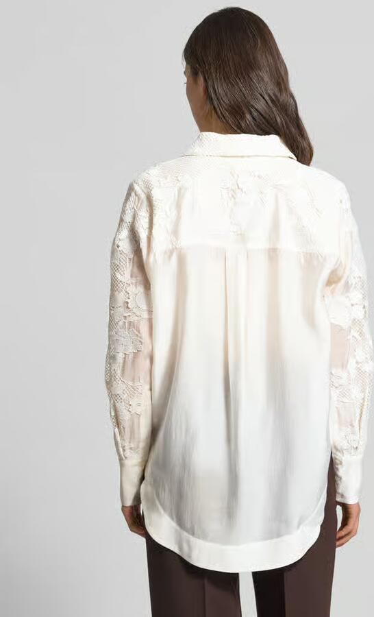Cph Muse Relaxed fit blouse met kant en verborgen knoopsluiting - Foto 6