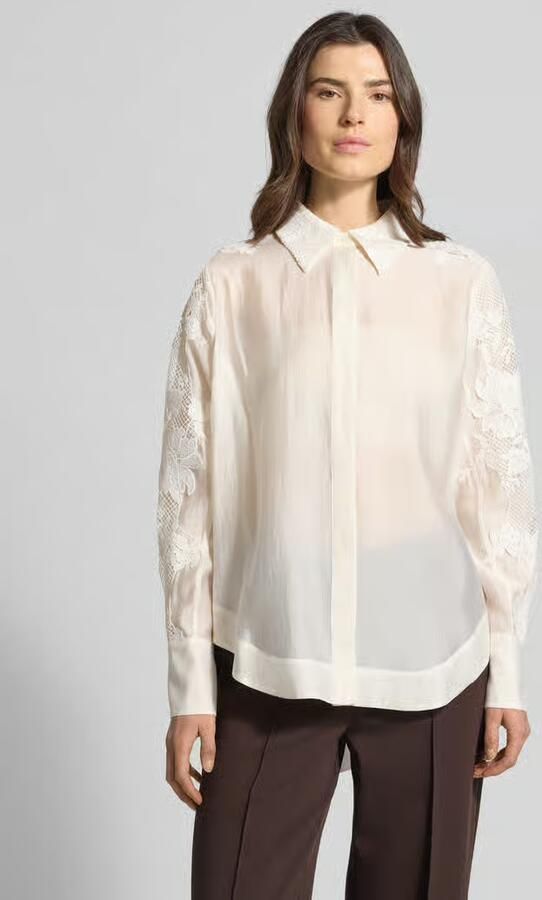 Cph Muse Relaxed fit blouse met kant en verborgen knoopsluiting - Foto 7