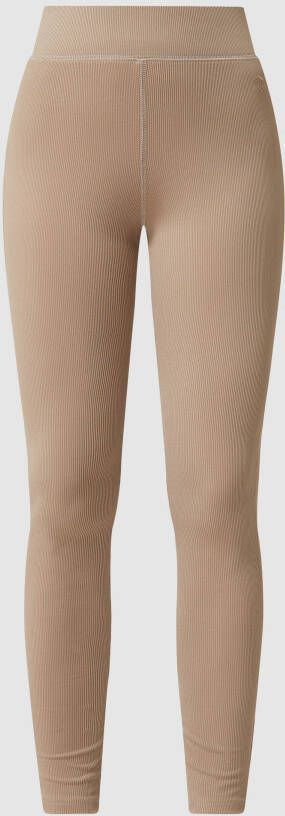 Cream Legging met ribstructuur model 'Laddy'