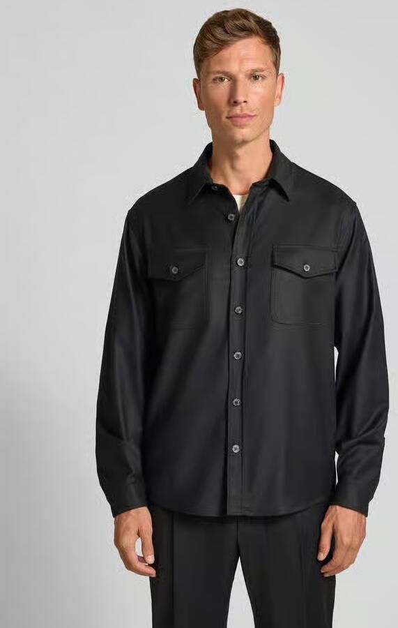 Cruna Regular fit overshirt van scheerwol met klepzakken - Foto 2