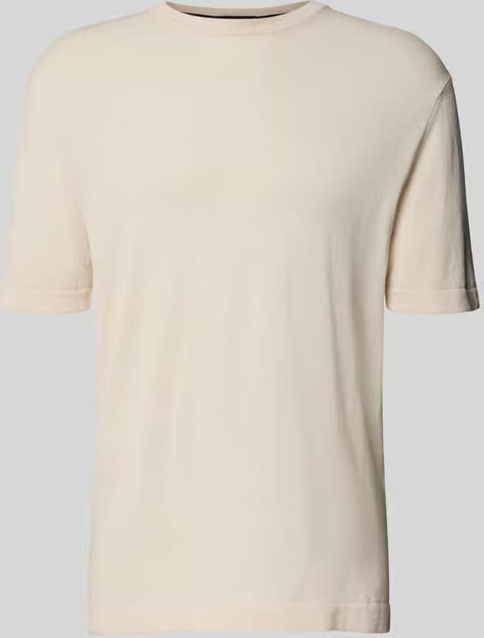 CRUNA T-shirt met geribde ronde hals