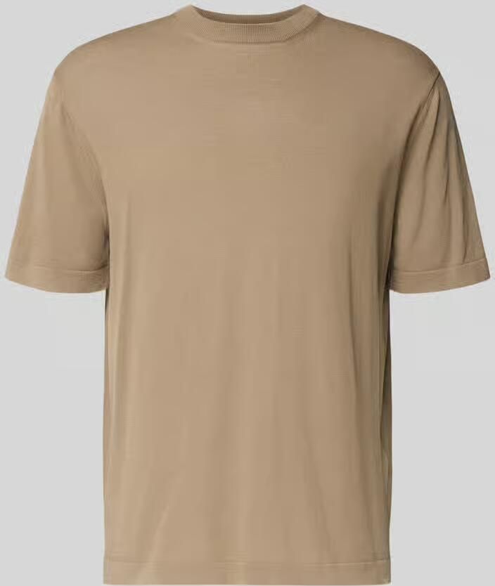 CRUNA T-shirt met geribde ronde hals
