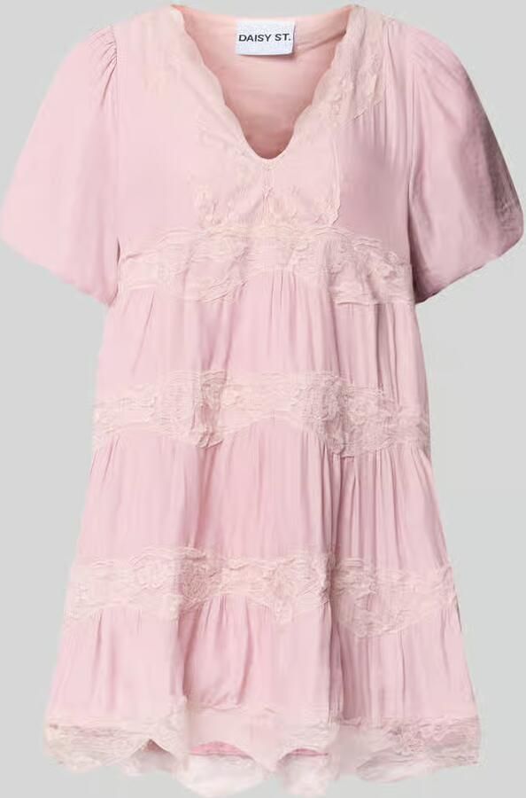 Daisy street Regular fit mini-jurk met kant model 'Cotton Candy'
