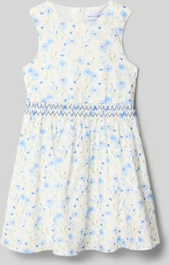 DANAMADE Regular fit jurk met all-over bloe print - Foto 2