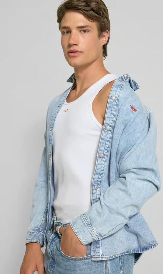 Diesel Jeanshemd met drukknoopsluiting