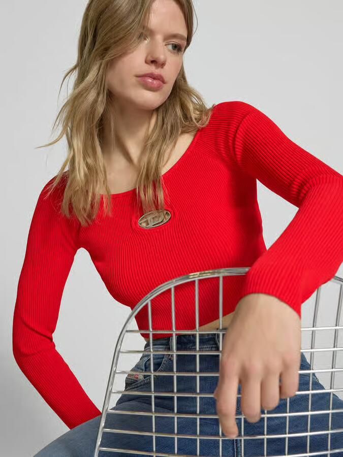 Diesel Kort shirt met lange mouwen en labeldetail