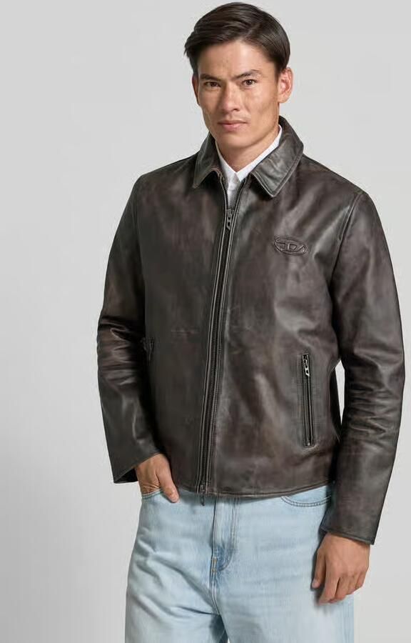 Diesel Leren jack van runder nappa model 'L-AMAR-WRD' - Foto 3