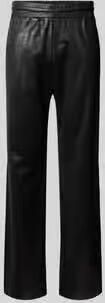 Diesel Low waist leren broek met logodetail
