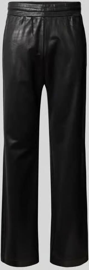Diesel Low waist leren broek met logodetail - Foto 3