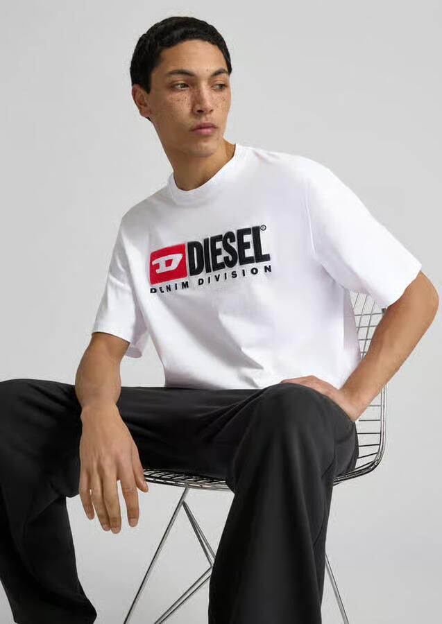 Diesel Witte Katoenen T-shirt met Ronde Hals White Heren - Foto 4