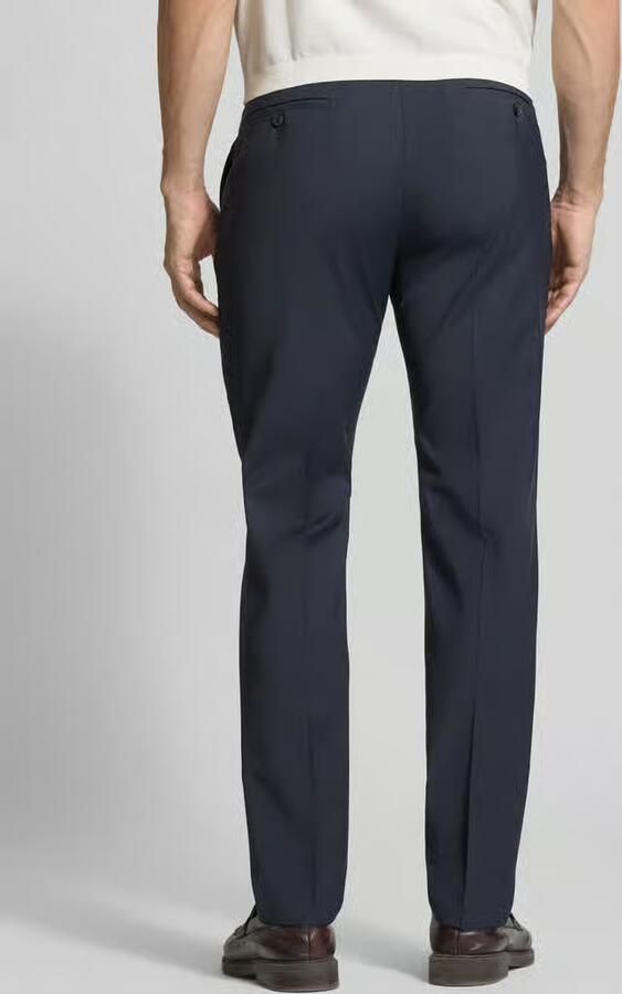 Digel slim fit pantalon van scheerwolmix met paspelzakken achter model 'Apollo'
