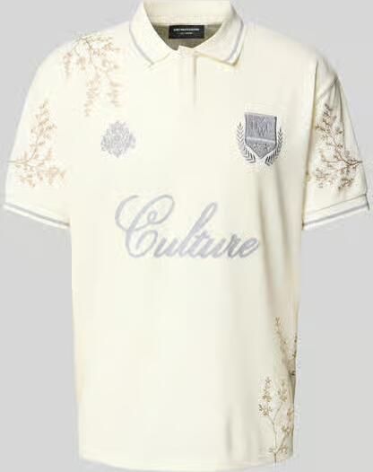 Don´t Waste Culture Poloshirt met florale allover-stitching