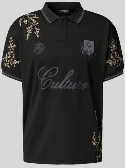 Don´t Waste Culture Poloshirt met florale allover-stitching