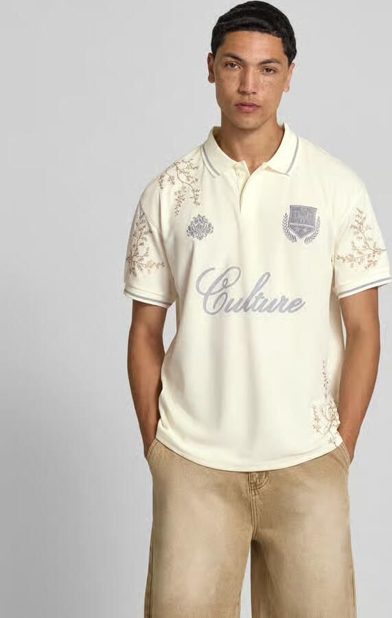 Don´t Waste Culture Poloshirt met florale allover-stitching - Foto 3