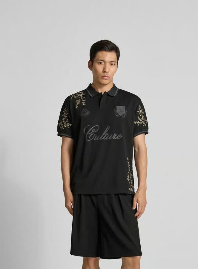Don´t Waste Culture Poloshirt met florale allover-stitching - Foto 2