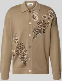 Drykorn Gebreid jack met bloemen borduursel model 'GILOO'