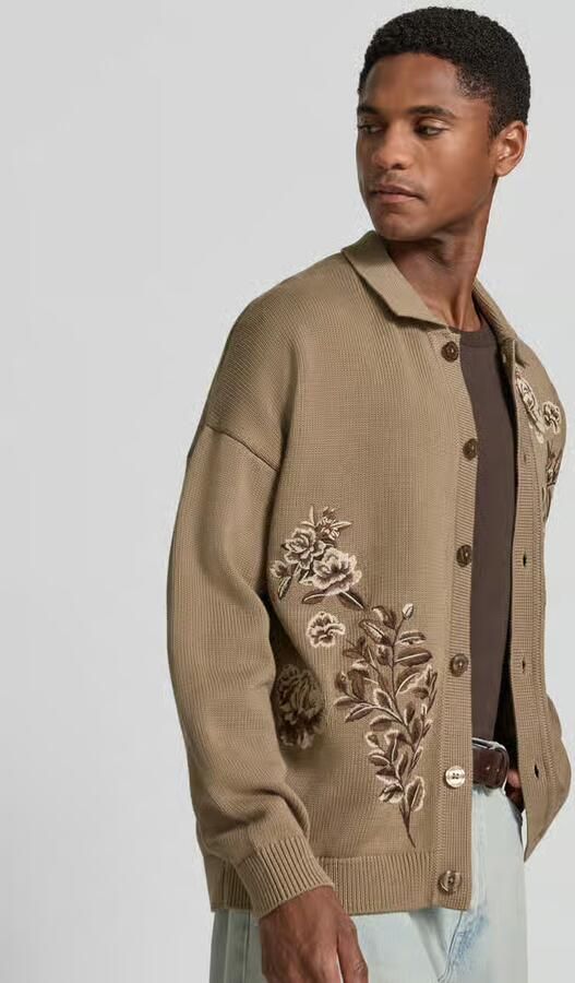Drykorn Gebreid jack met bloemen borduursel model 'GILOO'
