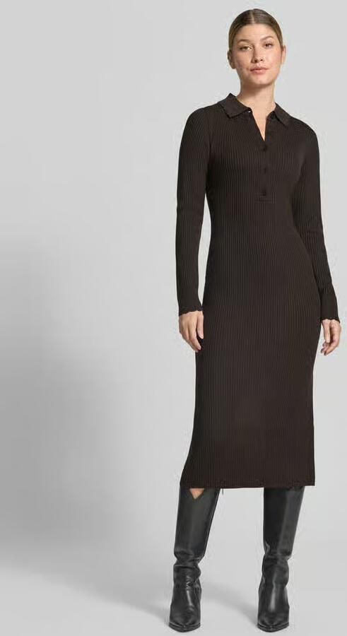Drykorn Gebreide jurk met polokraag en knoopsluiting model 'AMARILA' - Foto 2