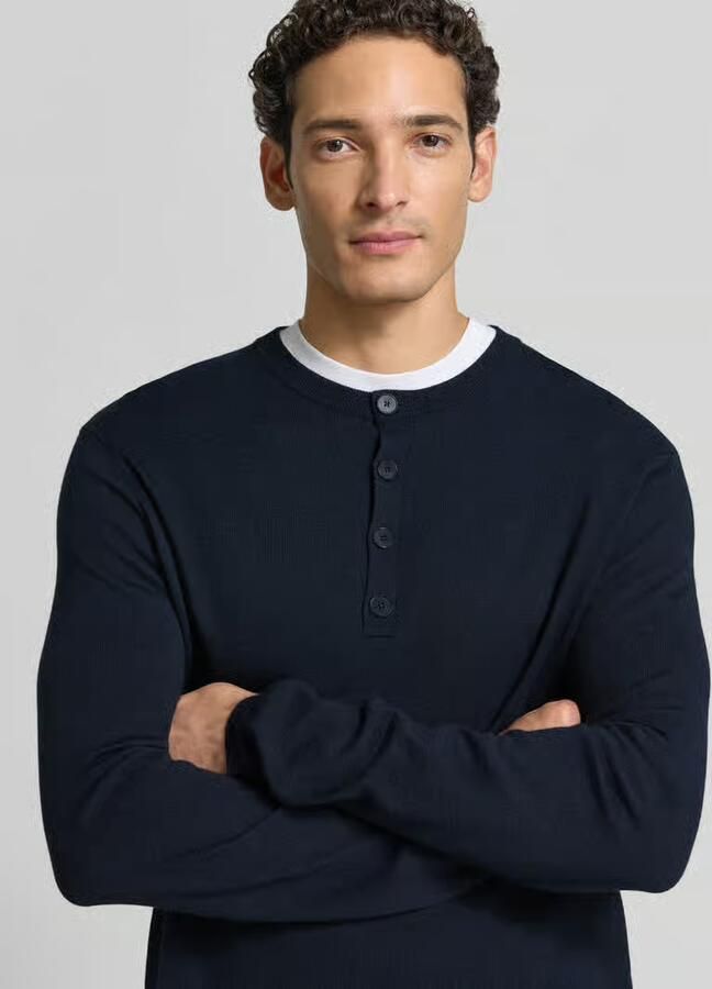 Drykorn Gebreide pullover met henley-kraag