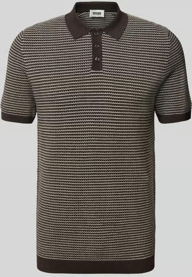 Drykorn Slim fit gebreide poloshirt in two-tone-uitvoering model 'Triton'