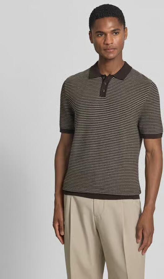 Drykorn Slim fit gebreide poloshirt in two-tone-uitvoering model 'Triton' - Foto 3