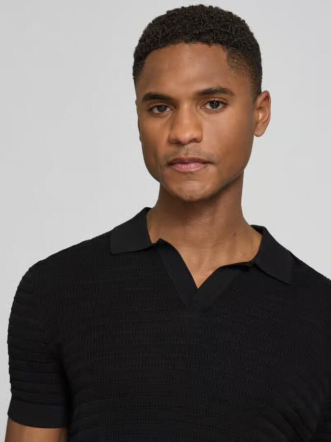 Drykorn slim fit knitwear-poloshirt met structuurpatroon model 'BRAIAN'