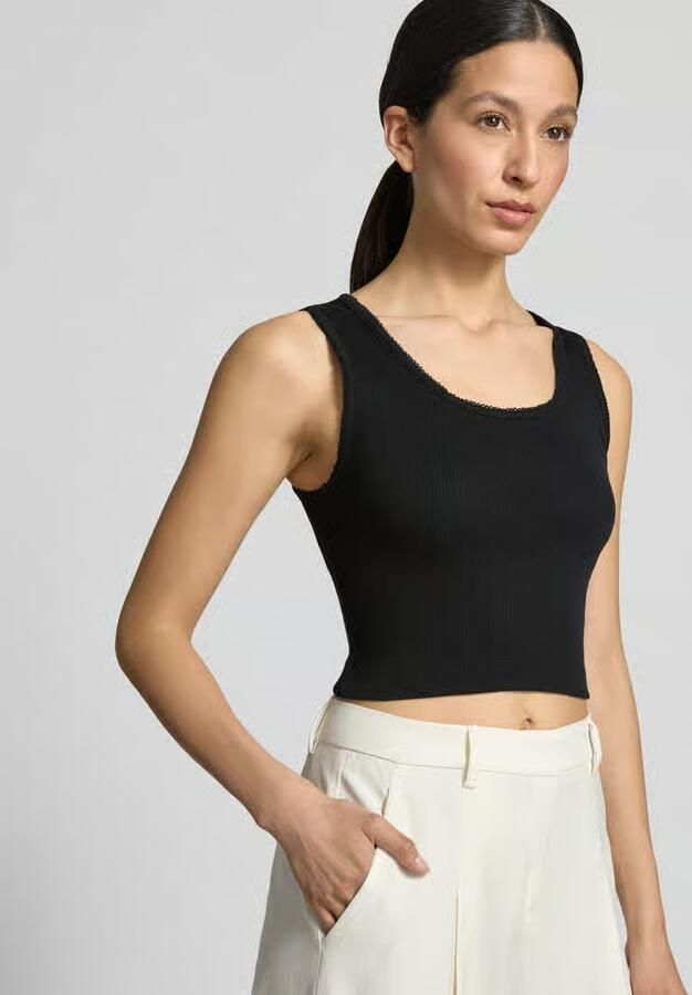 Drykorn slim fit top met sierrand model 'Tiora'