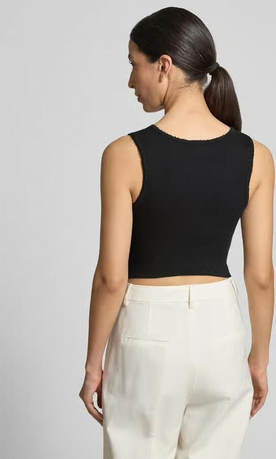 Drykorn slim fit top met sierrand model 'Tiora'