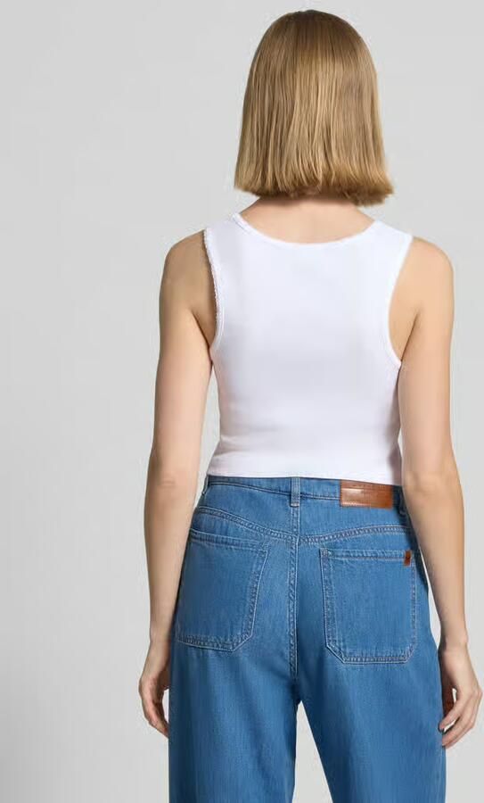 Drykorn slim fit top met sierrand model 'Tiora'