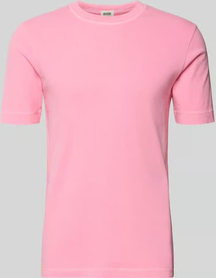 Drykorn T-shirt met geribde ronde hals