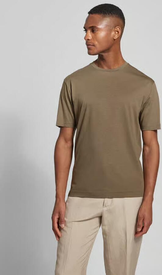 Drykorn T-shirt met geribde ronde hals model 'GILBERD' - Foto 4