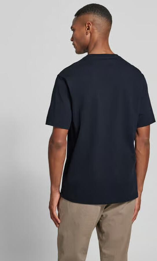Drykorn T-shirt met geribde ronde hals model 'RAPHAEL'