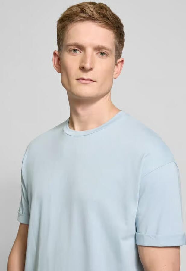 Drykorn T-shirt met geribde ronde hals model 'THILO'